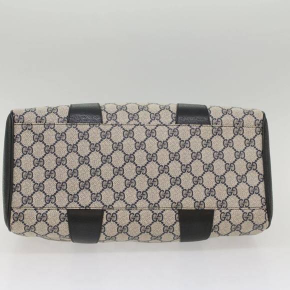 GUCCI GG Canvas Sherry Line Boston Bag PVC Leather Gray Red Navy Auth yk8527 - Picture 5 of 16